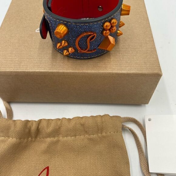 SOLD!!!!!!!   Women’s Christian Louboutin cash/denim cuff bracelet made in Italy - Picture 5 of 13